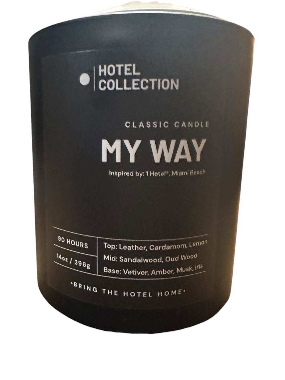 Hotel Collection Black Classic Candle Jar with White Label
